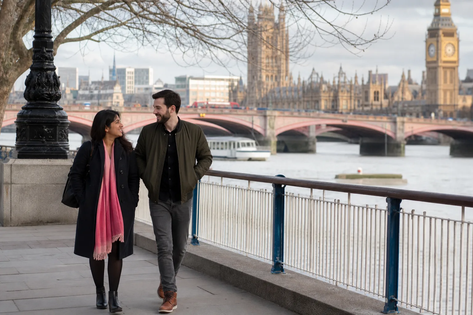 Catholic singles talking over coffee near Westminster Cathedral in London