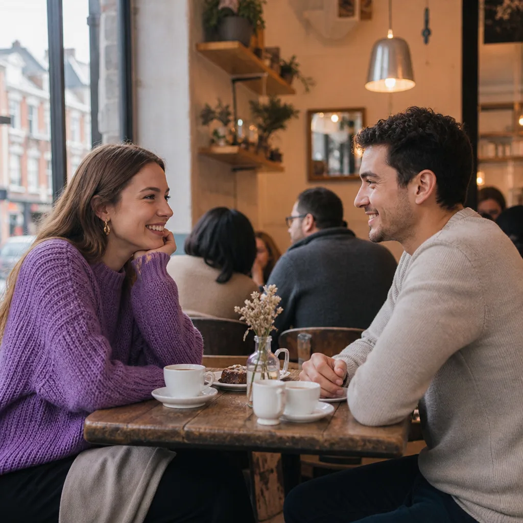A couple walking beside the Thames on a public daytime date in London